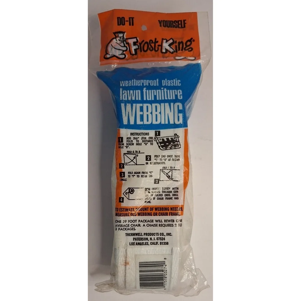 Frost‎ King Lawn Chair Furniture Webbing 39 Ft By 2 1/4 Inches Vtg White Gray